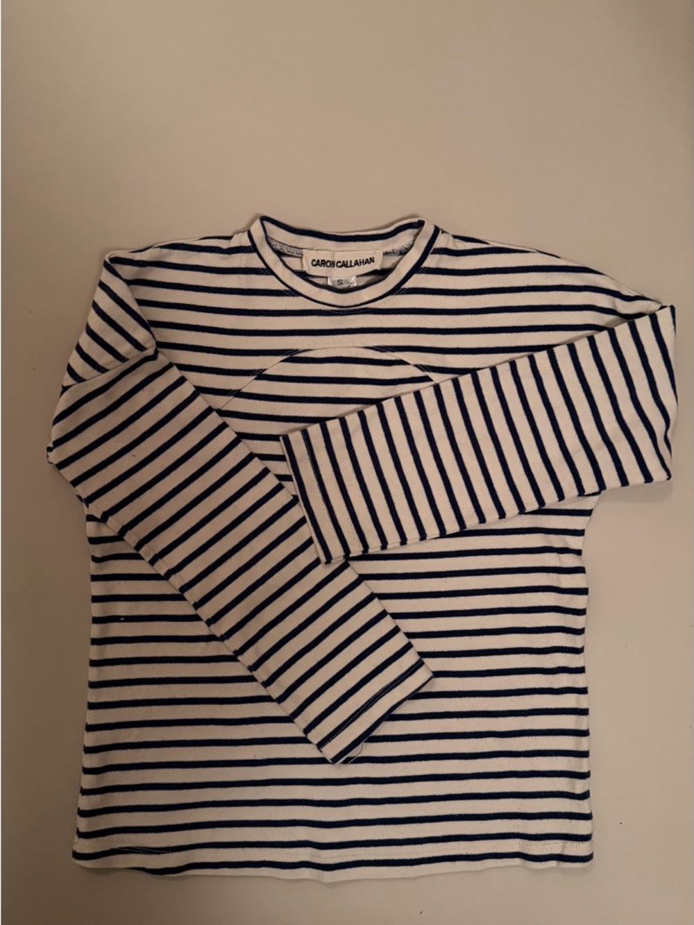 Caron Callahan Navy & White Striped Long Sleeve Top